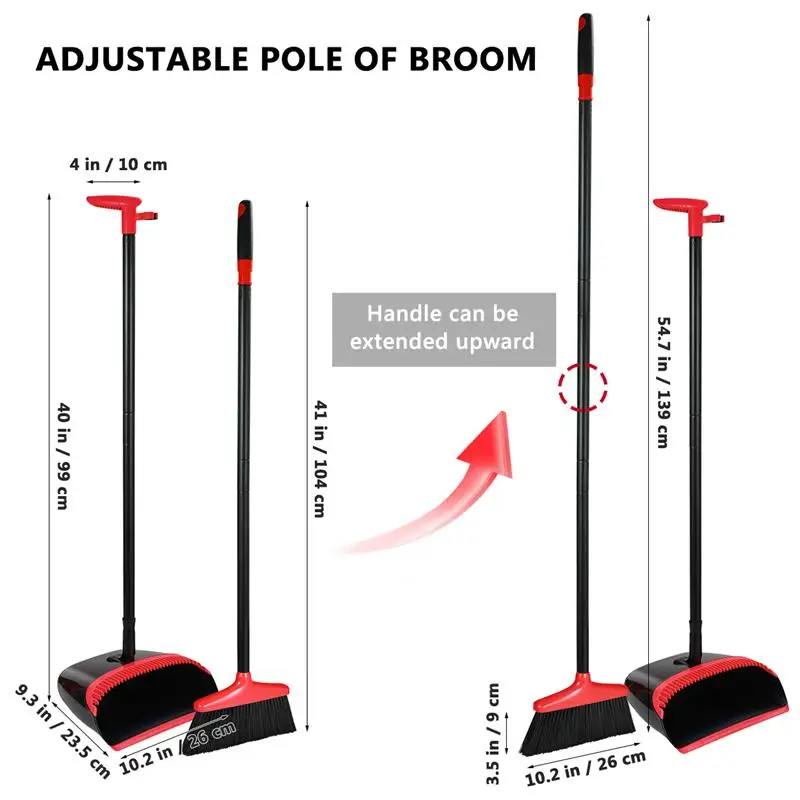 

Broom And Dustpan Set Extendable Broomstick And Dust Pan For Home Kitchen Room Office Upgrade Card Slot Broom And Dustpan Set