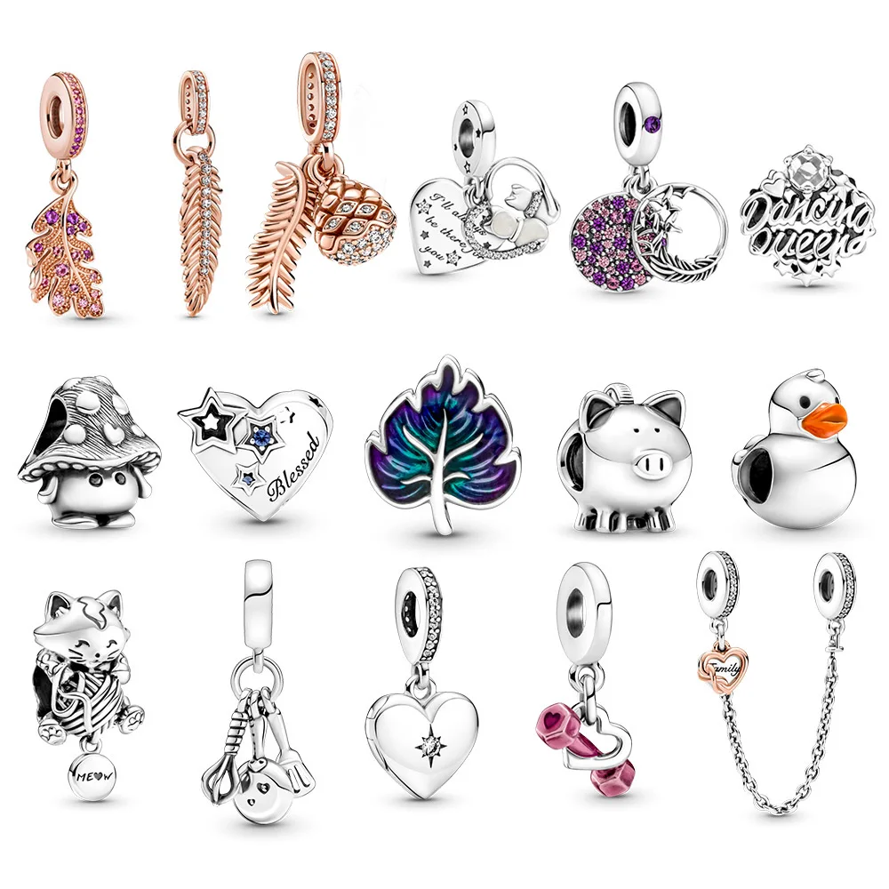 Новинка 925 очаровательные серебряные фиолетовые зеленые листья бусины модные