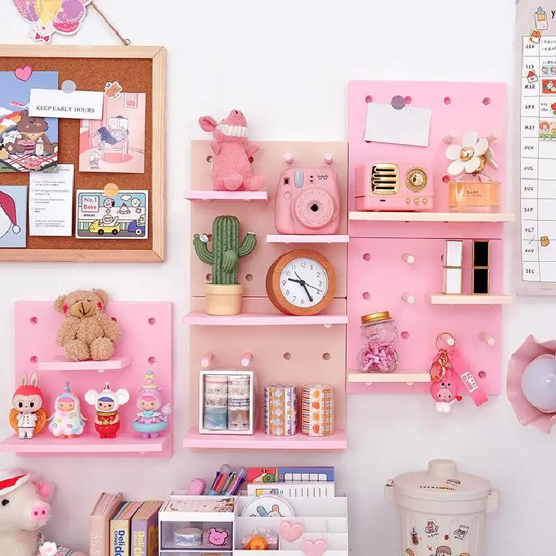 girls bedroom pink cute shelf free combination wall storage rack blind box garage kits organizer toy living room wall shelves free global shipping