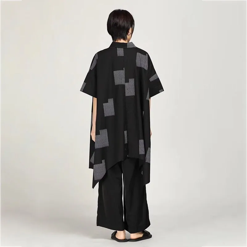 CHICEVER Весенняя Повседневная клетчатая женская рубашка с отворотом коротким