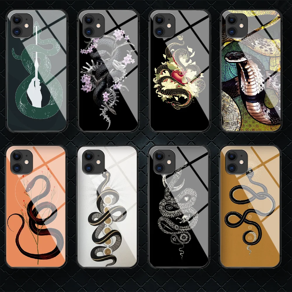 

Deadly Viper Tempered Glass Phone Case Cover For IPhone 5 6 7 8 11 12 S Plus Xr X Xs Pro Max Mini Se 2020 Black Cover Black Etui