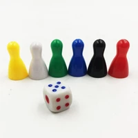 6pcs multicolor plastic pawn chessman chess playing pieces dice d6 for kids