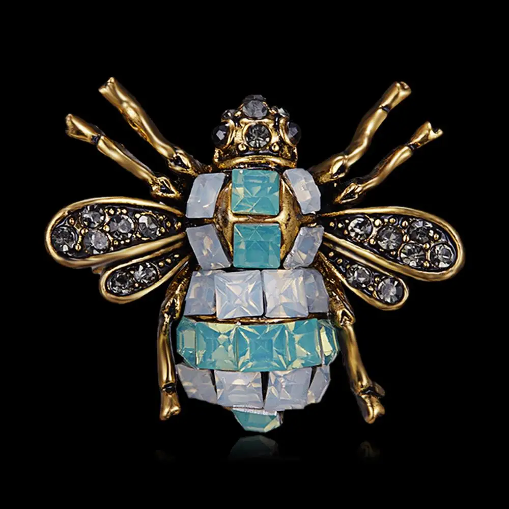 

Retro Bee Brooches Enamel Pin Colorful Crystal Zircon Insect Animals Brooch For Women Hijab Lapel Pin Pin Female Holiday Gift