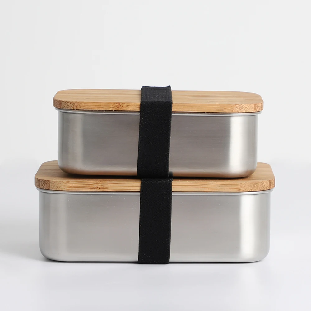 27 унций многоразовые из нержавеющей стали Bento Box Металлические Пищевые контейнеры для приготовления пищи сэндвич закуски с бамбуком BPA бесплатно не-Insul