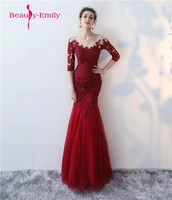 2021 elegant appliques lace mermaid evening dresses long simple burgundy prom dress wedding party dresses robe de soiree