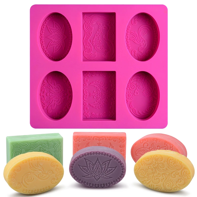 

6 Cavity Rectangle Oval Silicone Soap Mold Handmade Soap Making Craft for Home Bathroom Soap Forms