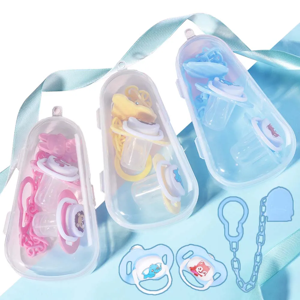 

Набор сосков для младенцев, силиконовая соска + цепочка, соска для сна, 2 соска, 1 Цепочка, 1 Пылезащитная коробка для хранения