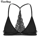 TiaoBug Мужское нижнее белье Sissy сетчатые прозрачные из прозрачного кружева Y-Форма обратно без косточек треугольник без подкладки бюстгальтер без косточек Топ