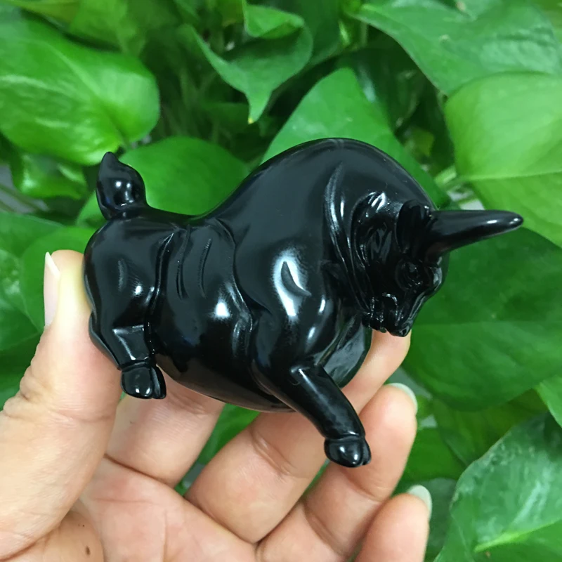 

Natural Obsidian Bullfight Handiwork Sculpture Very Bullish Animal Carvings Random delivery