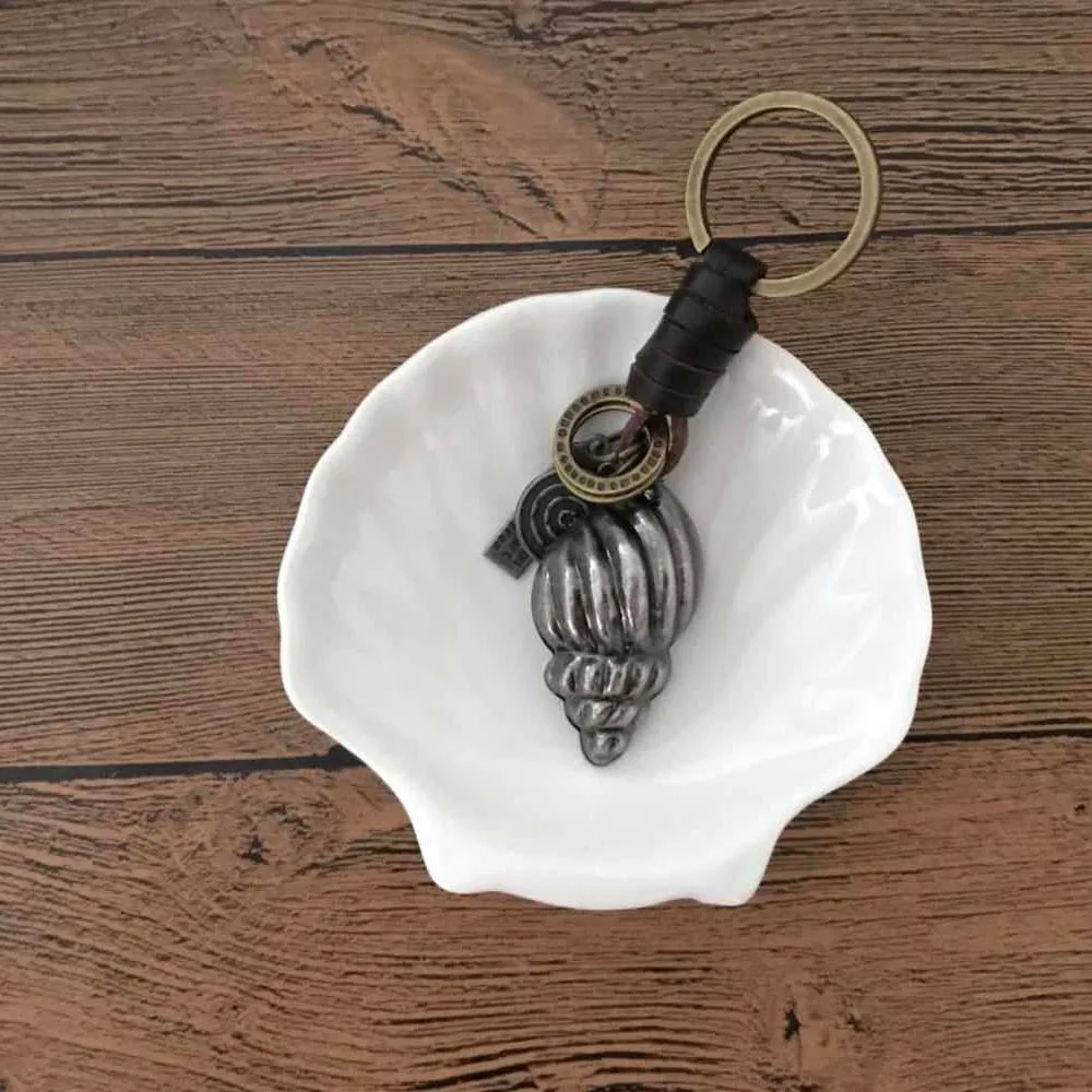 Винтажный брелок из сплава в виде раковины кожаный ручной работы для мужчин и