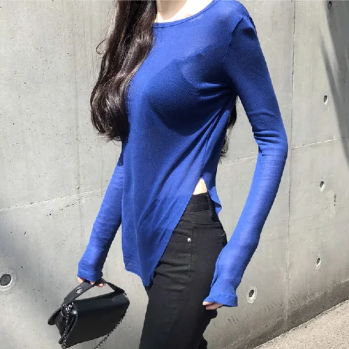 Новинка летний топ Сексуальная футболка Женская эластичная облегающая топы с