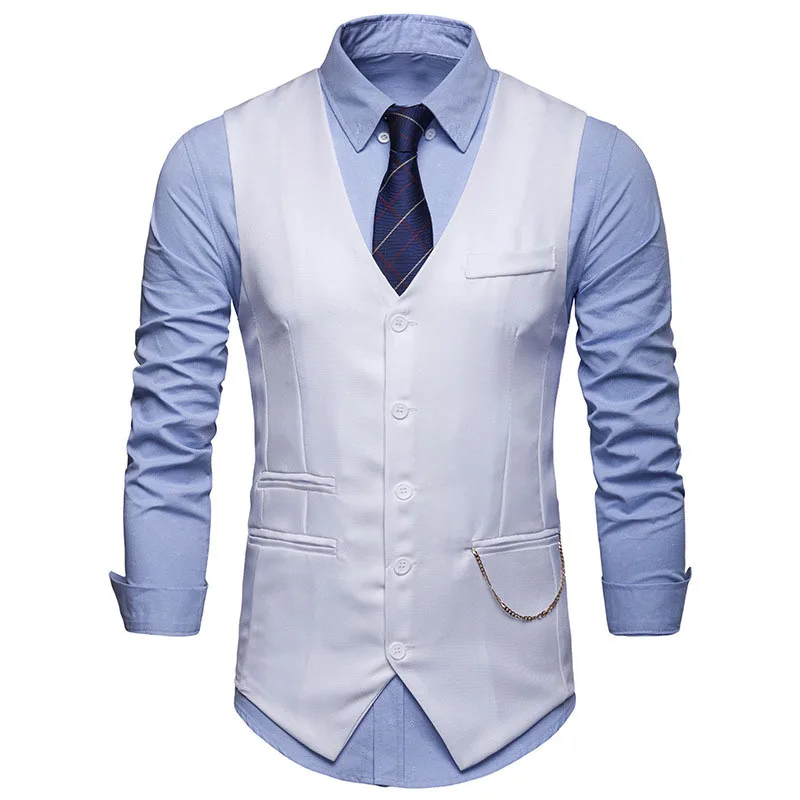 Мужской строгий деловой костюм жилет 2021 Весна Новые Slim Fit без рукавов мужской