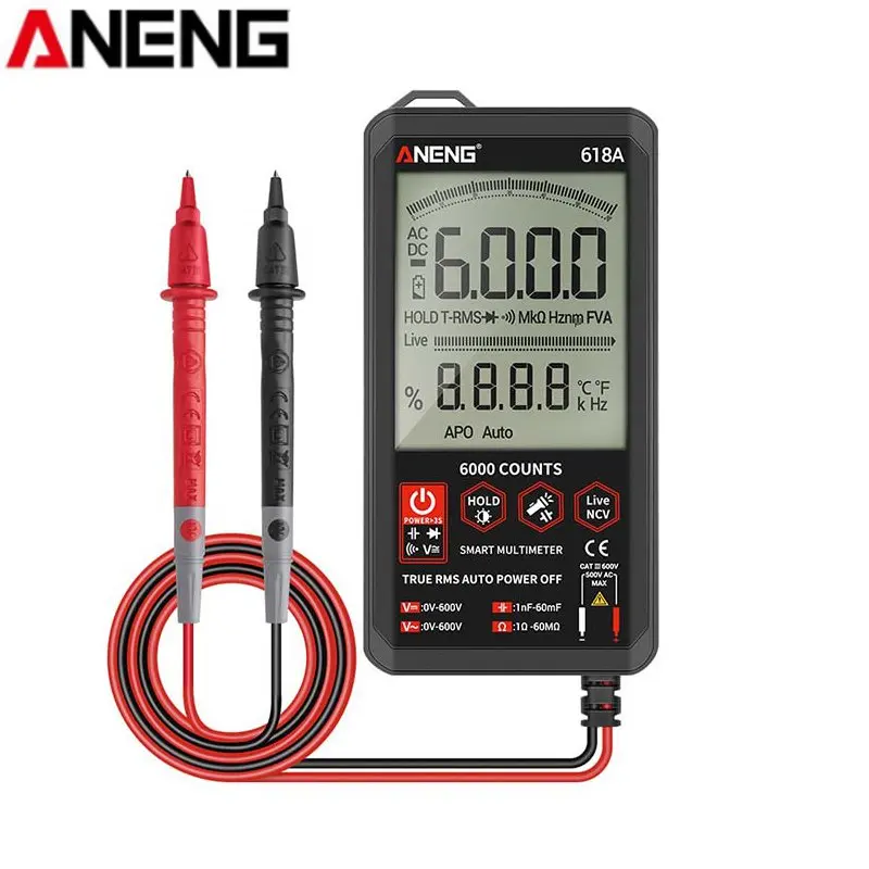 ANENG 618A Цифровой мультиметр Профессиональный умный сенсорный DC Аналоговый