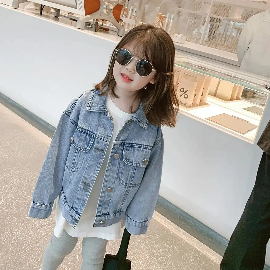 

New Children's Denim Jackets Trench Jean Embroidery Jackets Girls Kids Clothing Baby Coat Casual outerwear Spring Autumn 2-7Y