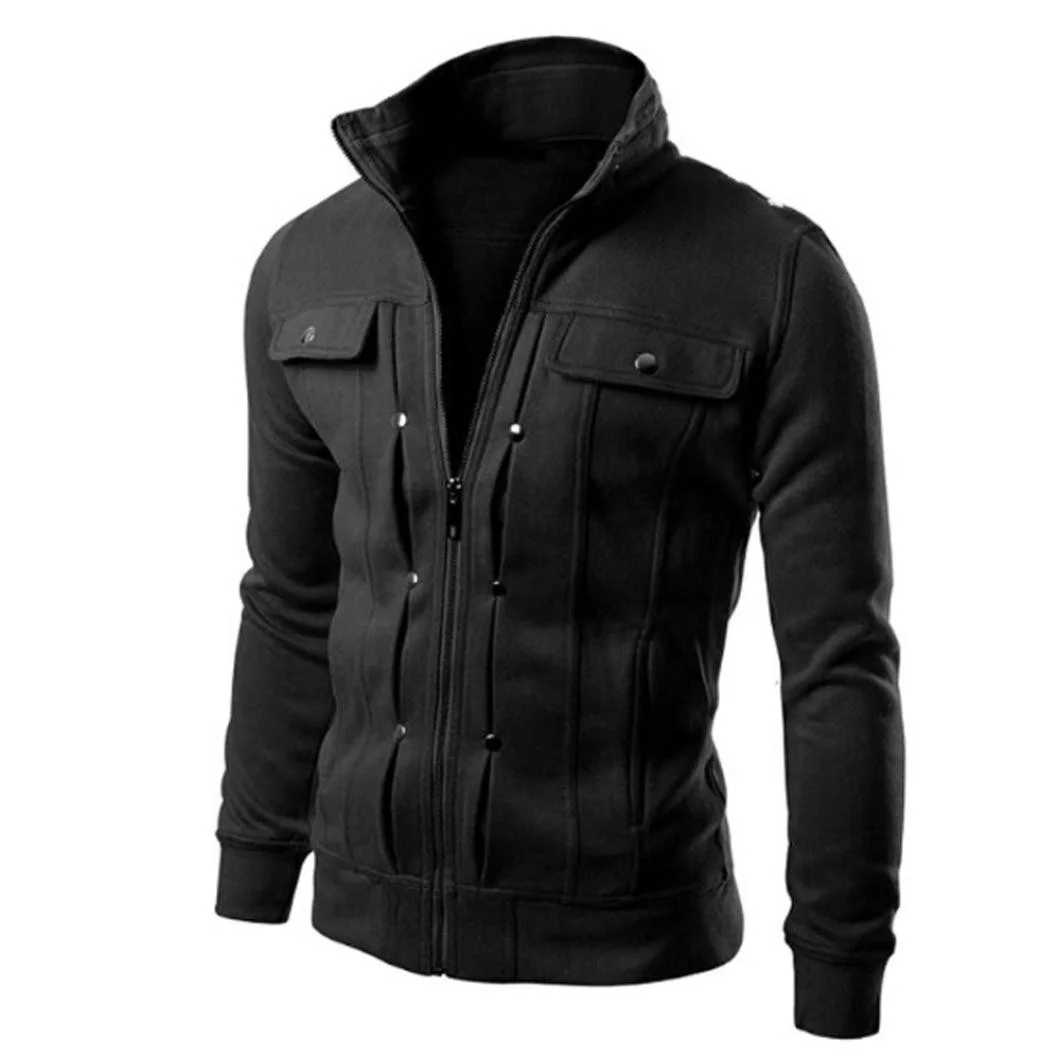 

Fashion Men Jacket coat Stand Collar Casual zipper outwear Slim Designed Lapel Cardigan Jackets chaqueta hombre