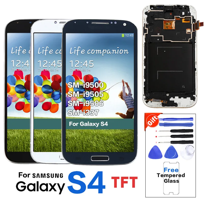 100% протестированный сменный ЖК дисплей для Samsung Galaxy S4 I9500 I9505 i337 LCD с сенсорным