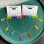 2022 Новые Креативные заявление простые Подвесные серьги желеобразный Многоцветный Медведь Модные женские серьги ожерелье набор подарок для дочери