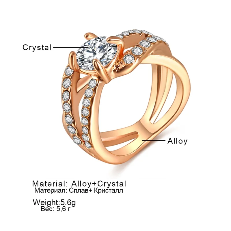Женское кольцо с кристаллами KISSWIFE классическое обручальное фианитом AAAA