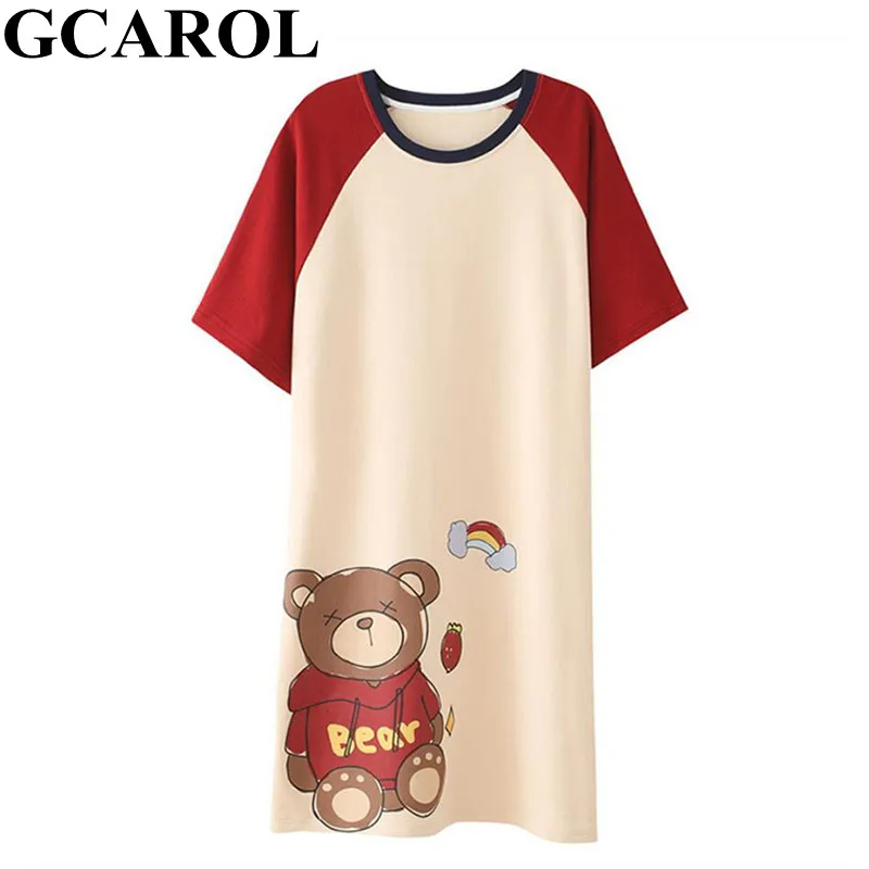 GCAROL новинка Женская пижама с цветочным принтом хлопковое тянущееся свободное