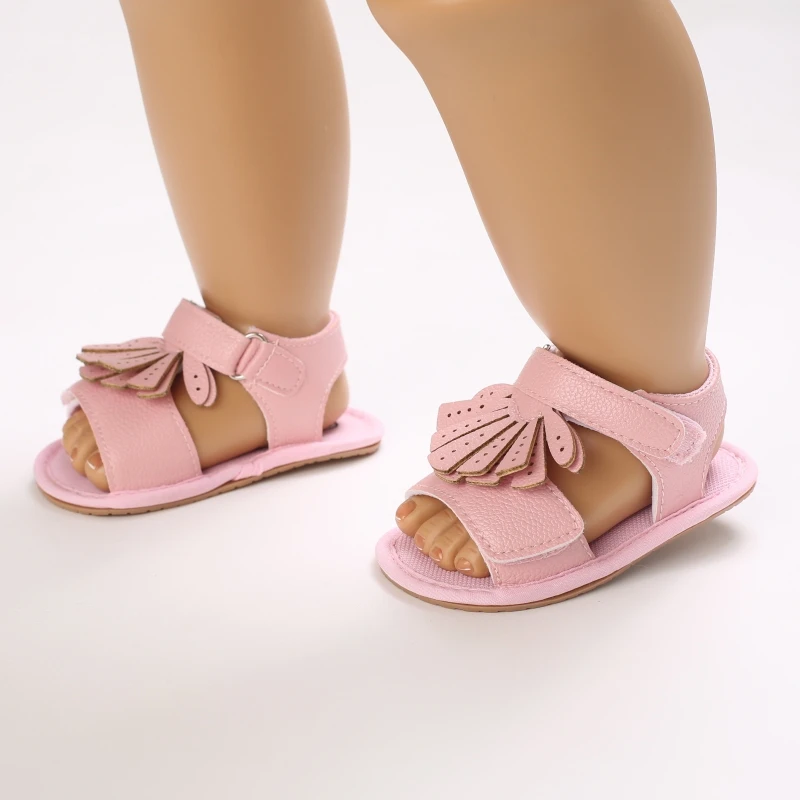 

Baby Girls Leather Shoes Summer Sandals Anti-Slip Open Toe Infant Flat Solid Color Walking Shoes Footwear 0-18Months