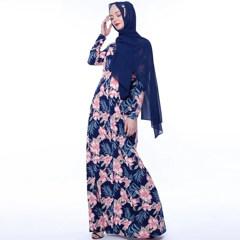 Элегантный принт в мусульманском стиле Абая Макси платье кардиган длинный халат кимоно Рамадан ИД исламский молитва одежда обслуживание