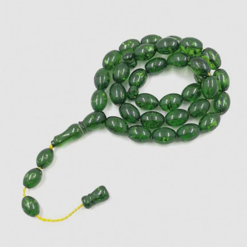 Зеленая Смола Tasbih 33 Большой размер молитвенные бусины мусульманские четки