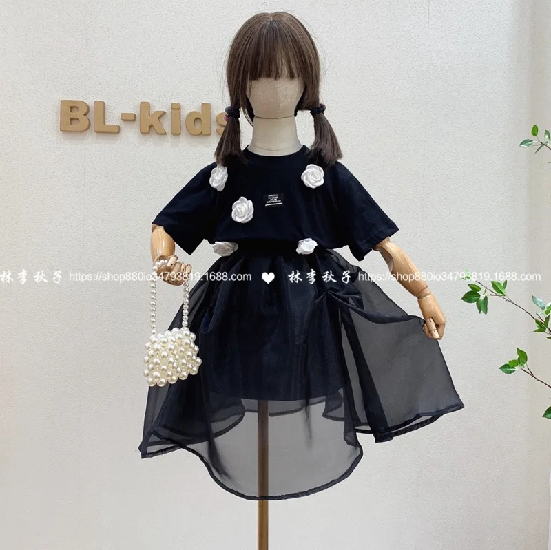 

Children's clothing 2021 summer new children's trendy fan camellia suit skirt T-shirt with gauze skirt trend