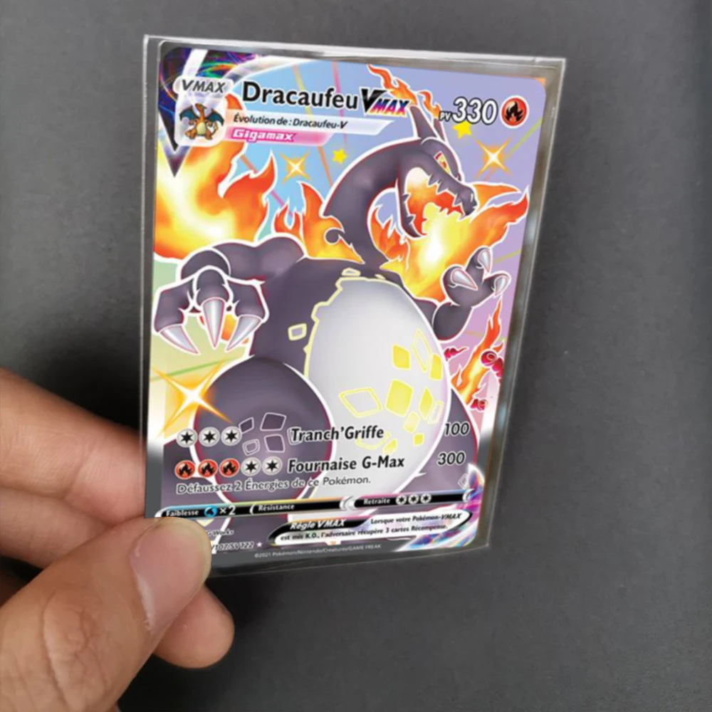 Fundas protectoras de cartas de Pok&eacute;mon para ni&ntilde;os, funda transparente con soporte, carpeta, regalo, 100 unidades-5