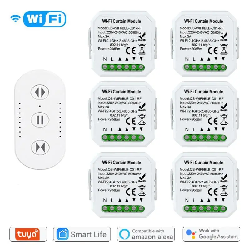 Tuya Smart Life Wi-Fi шторой переключатель с пультом дистанционного управления для