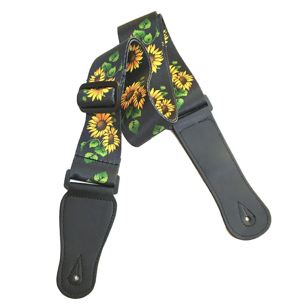 Heavy Duty Guitar Strap For Acoustic Electric Guitar And Bass Multi-Color Guitar Belt Adjustable Colorful Printing Leather Strap