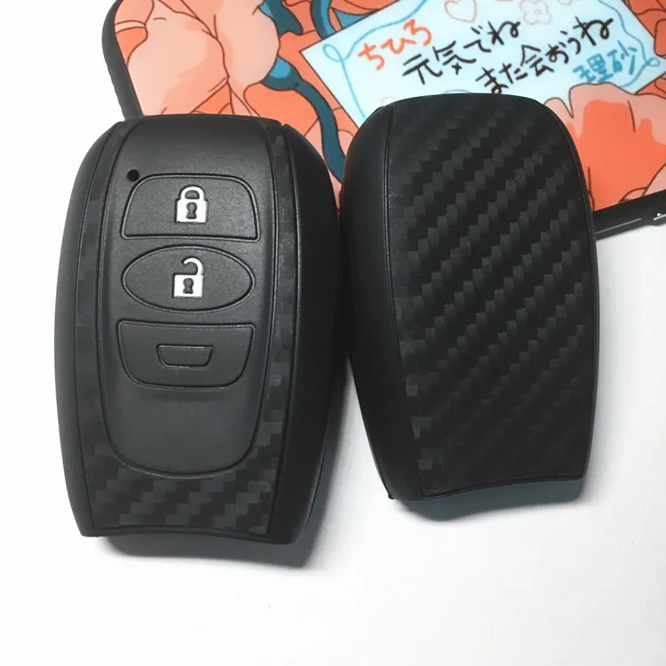 Паттерн углеродного волокна Мягкий силиконовый чехол для ключей от машины Subaru
