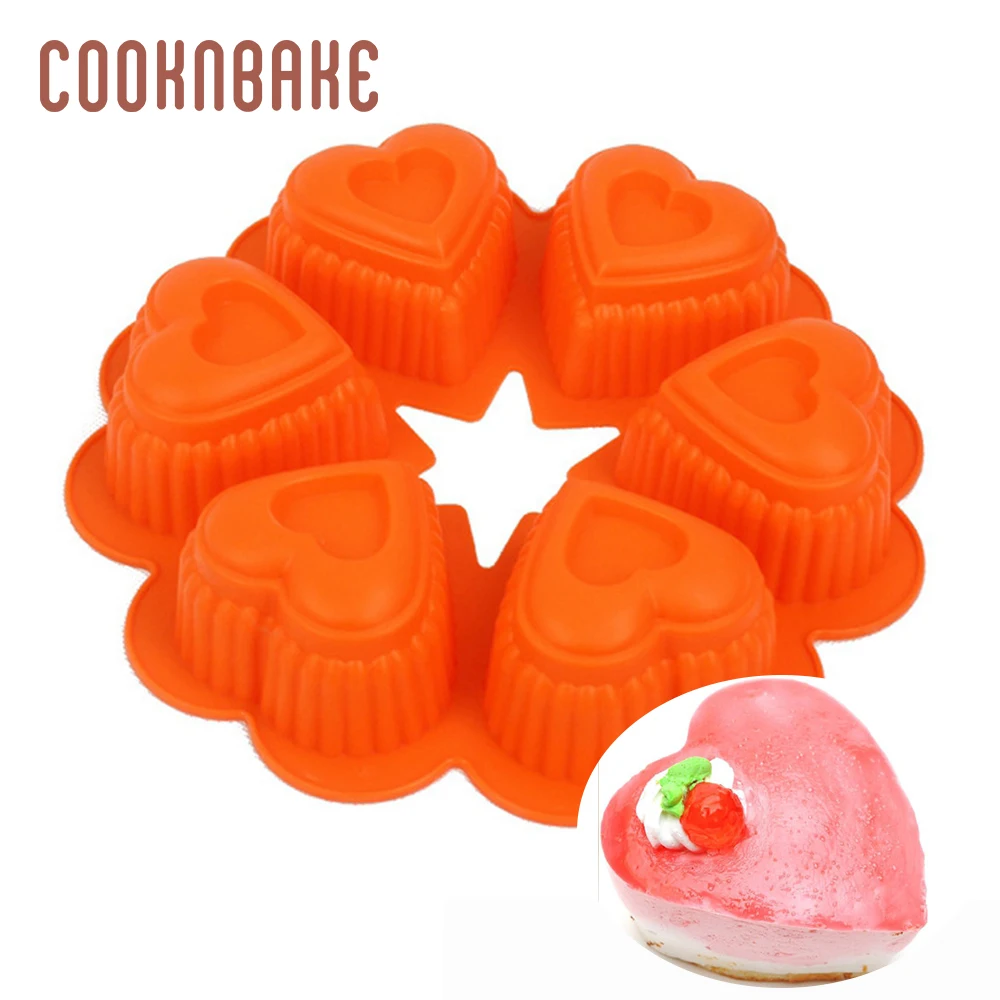 Силиконовая форма для торта COOKNBAKE в форме сердца 6 решеток печенья пудинга мыло