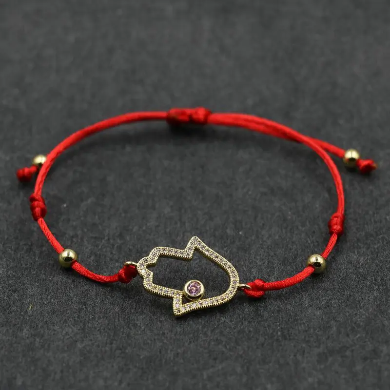 Для женщин Хамса рука Фатимы &quotКрасная веревочная нить строка браслет повезло