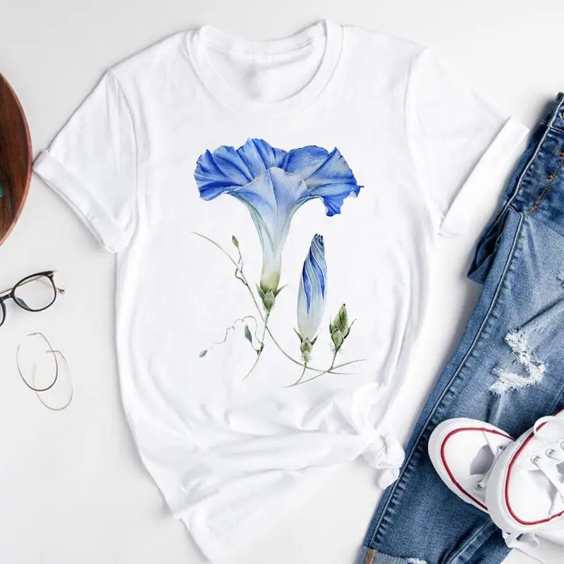 

Women Graphic Cartoon Beach Travel Floral 2022 New Short Sleeve Summer Fashion Print Female Clothes Tops Tees Tshirt T-shirt