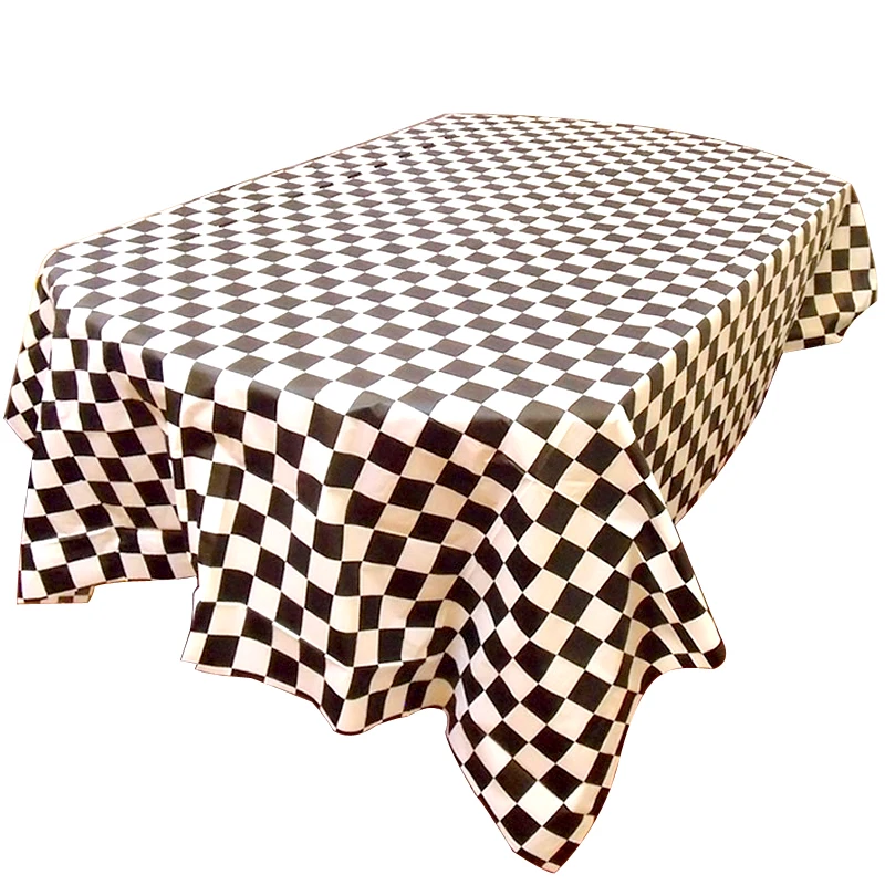 

1PCS Baby Shower Party Decorate Car Racing Maps Kids Favors Black and white Square Lattice Tablecloth Birthday Party Table Cover