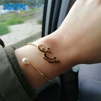 custom arabic name bangle for women personalized stainless steel adjustable pearl bracelets jewelry for women girls envio gratis