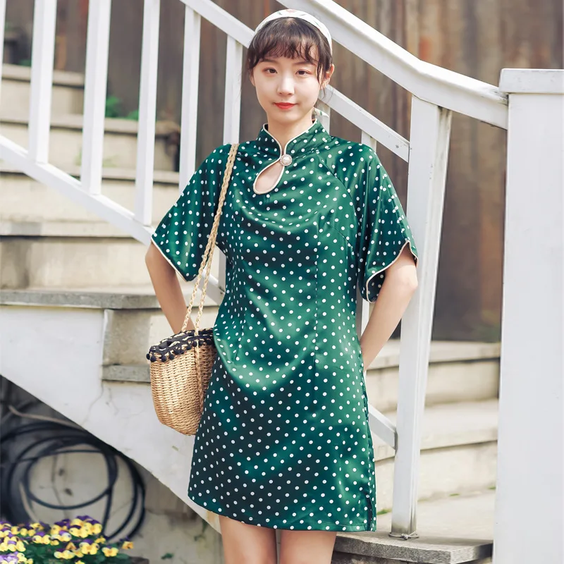 Cheongsam Qipao Qi Pao современное китайское платье женское зеленое китайские