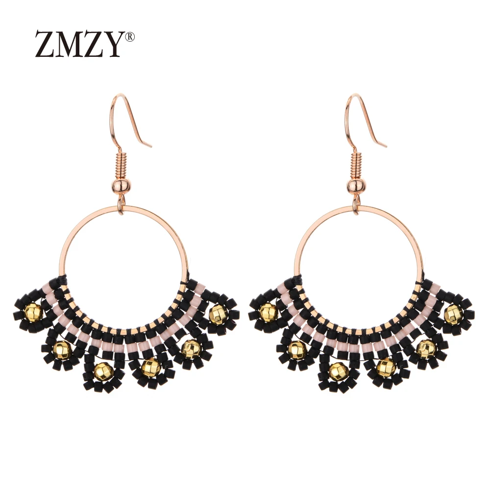 Женские серьги в стиле бохо ZMZY сережки подвески с цветком ручной работы