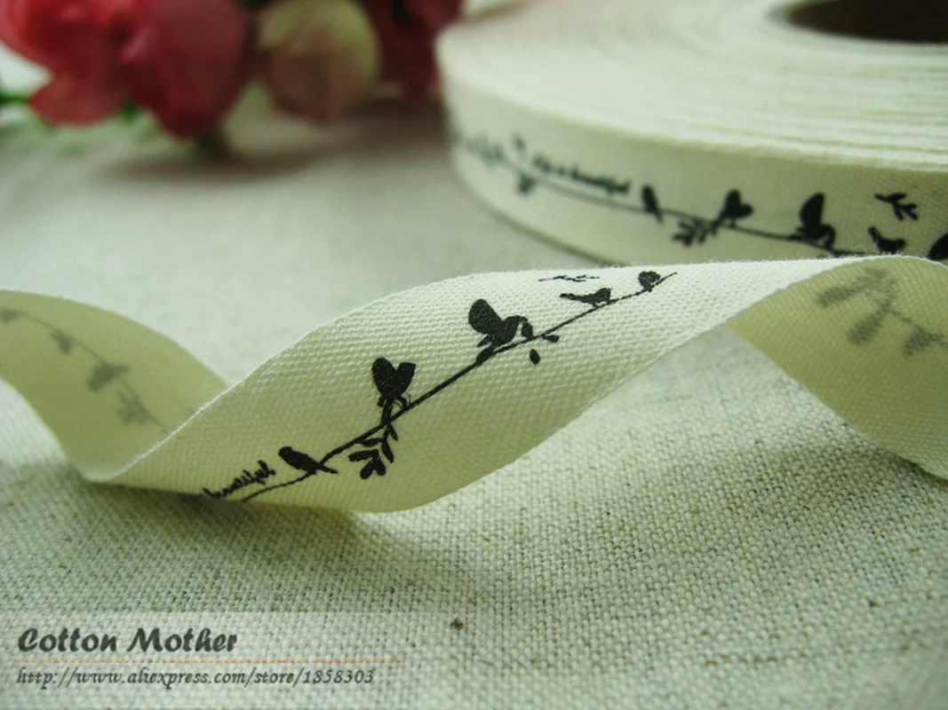 Букшевый Ласточка с веткой этикетки хлопчатобумажные ленты 1 5 см ширина на заказ