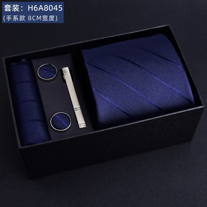 New Hot Sale Men Ties 5pcs Set Gift Box Formal Dress 145*8cm Jacquard Woven Striped Necktie Gifts for Men Wedding Party Necktie
