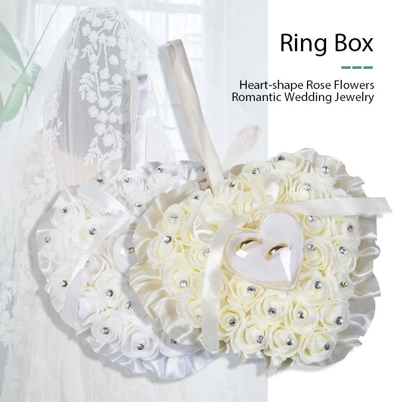 

Романтическая коробка для колец в форме сердца с цветами розы подарок на день Святого Валентина романтический свадебный чехол для ювелирны...
