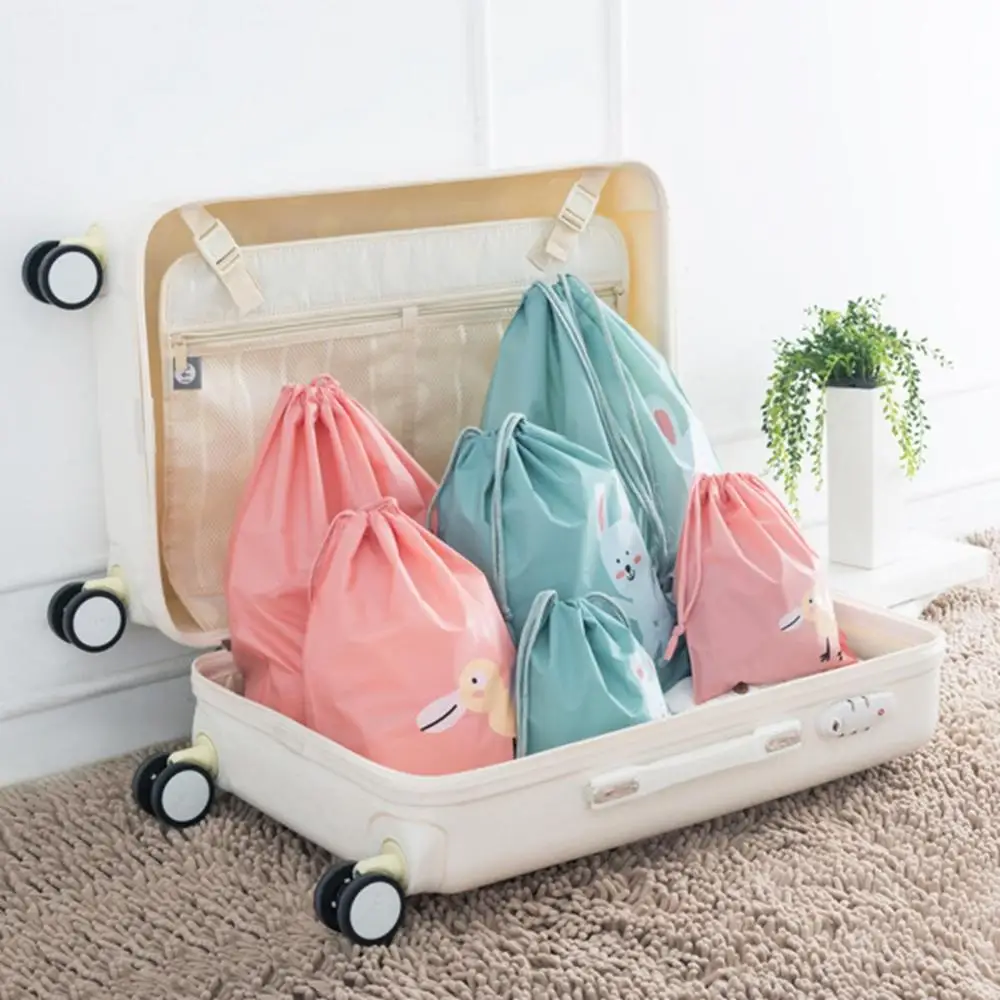 Простая тканевая сумка 3 шт. с рисунком на шнурке водонепроницаемая портативная