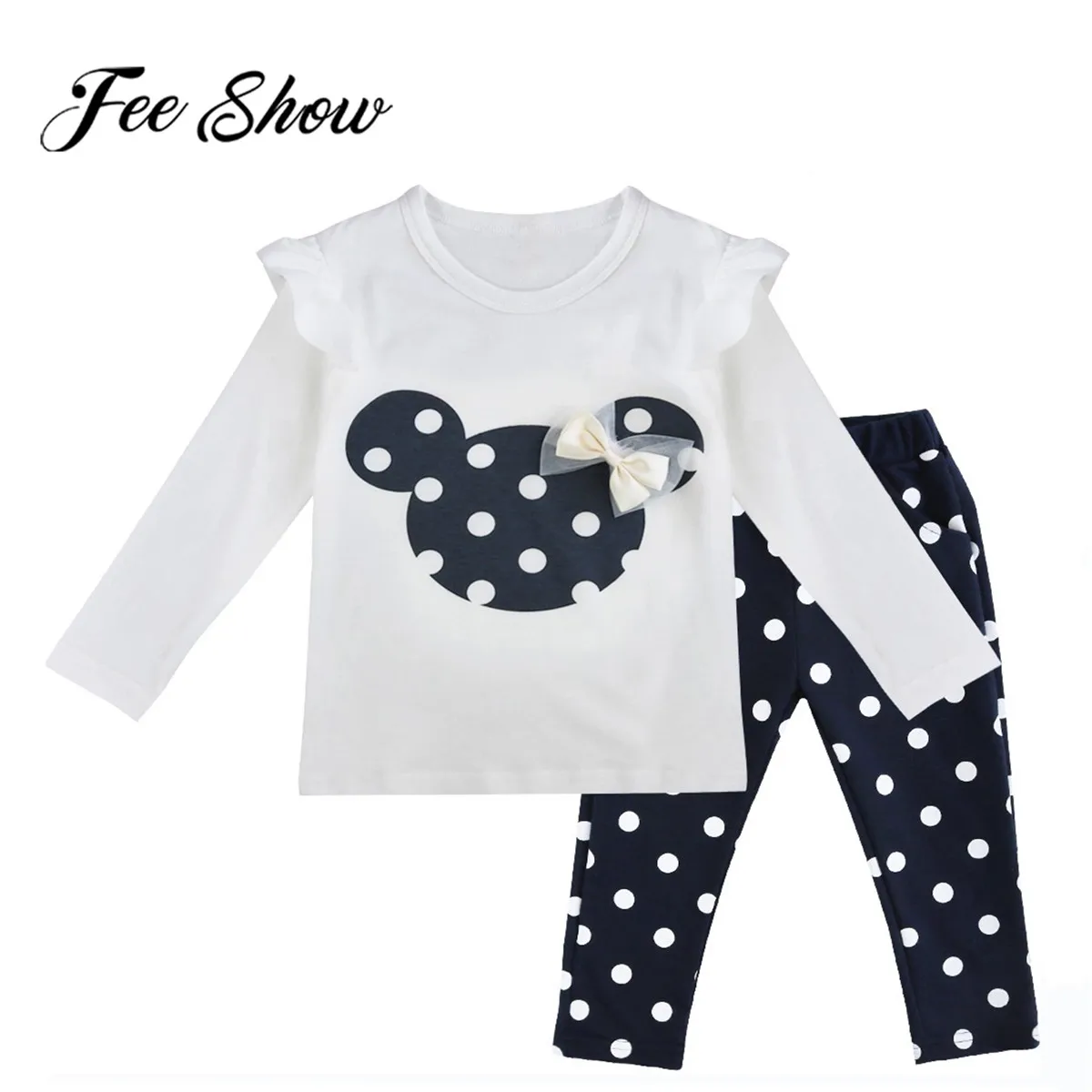 

Fashion Baby Girls Clothing Set New Girl Long-sleeved T-shirt Tops + Dot Pants Clothing Set Kids Cotton Leisure Sports Set