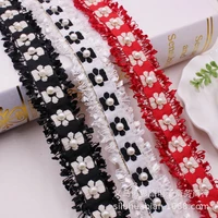 10 yards flower printed pearl lace ribbon diy craft gift packaging clothes sewing trim material wedding decoration