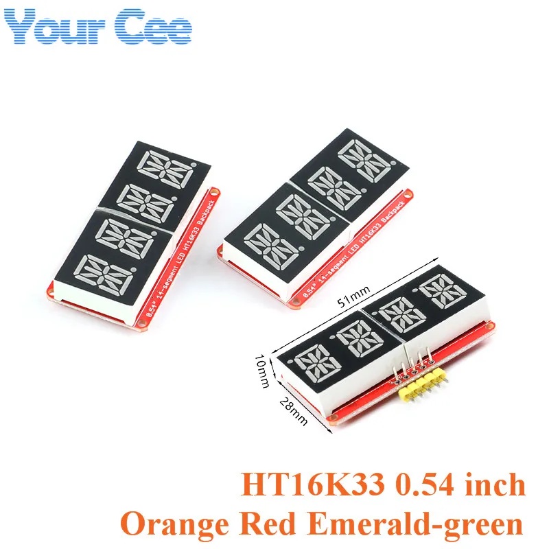 0.54" HT16K33 4 Bit Meter Digital Tube Module Red Emerald-green Orange Color 0.54 inch LED Display I2C IIC for Arduino