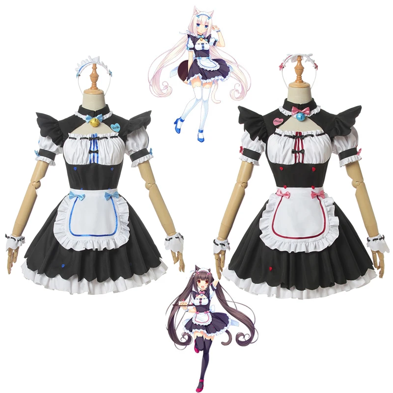 

Womens NEKOPARA Chocola Vanilla Maid Cosplay Costume Sexy Cute Dress Full Set NEKOPARA OVA Chocola Vanilla Maid Apron Dress