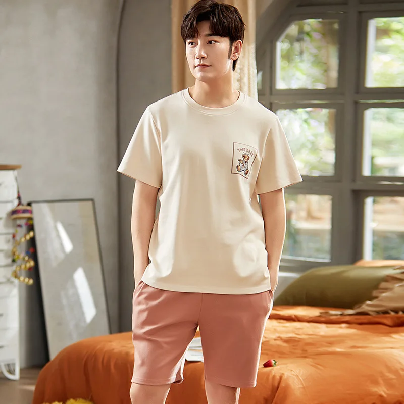 

2021 New Fashion Men's Cartoon Print Round Neck Summer Short Sleeve Shorts Casual Pajama Set 2/pce Set