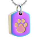 Ярлык для собак из нержавеющей стали радужного цвета LL001, украшения для кремации, резной отпечаток собачьейкошачьей лапы, ожерелье с урной памятью для животных, подвеска