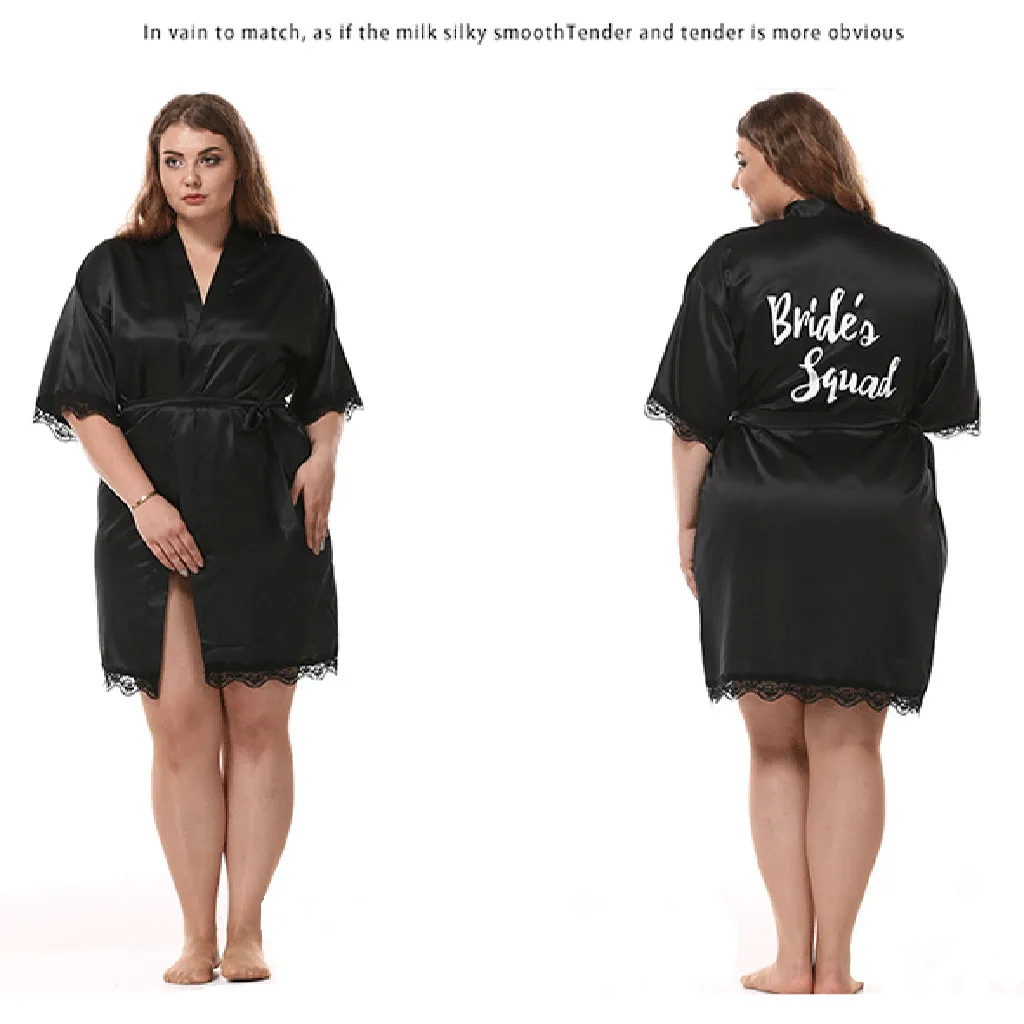 

Sleepwear Set Nightwear Women's Sexy Plus Size Lace Patchwork Letter Open Front Imitated Silk Sleepwear