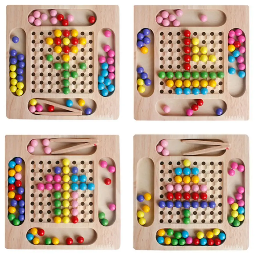 

Wooden Fun Rainbow Beads Training Focus On Table Games Enlightenment Of Montessori Early Education Color Recognition Chess Toys